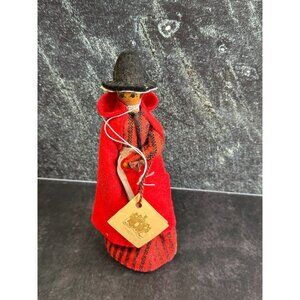 Vintage Fishguard Lady Wales Wooden Doll with Original Tag